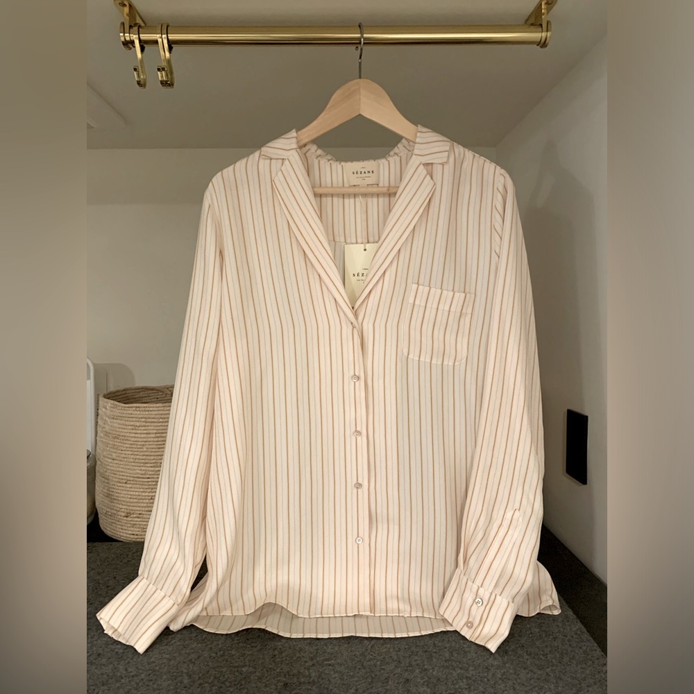 Sezane Pajama Top - size 42 (L/XL) - silk
